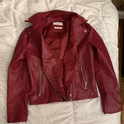 Genuine Red Leather Jacket (Womens, XS)