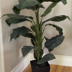 Luxury Faux Tropical Plant in Modern Black Planter | Realistic Indoor Decor