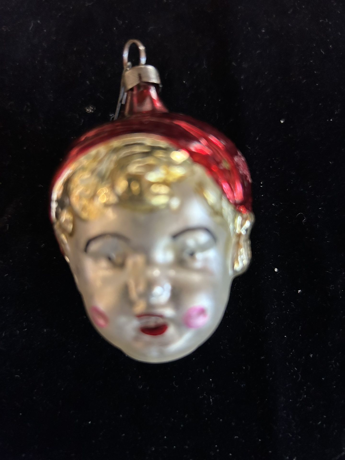 Antique Blown ‘Boy In Nightcap’ Mercury Glass Ornament 