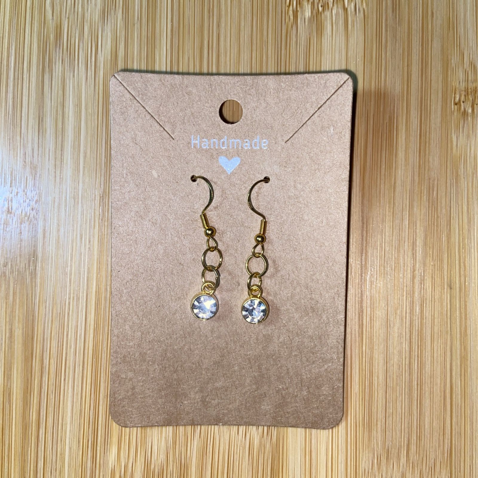 Handmade April Birthstone Dangle Gold Earrings – Diamond