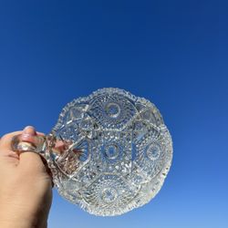 Vintage American Brilliant Cut Glass Nut & Candy Bowl Handle ABP Crystal