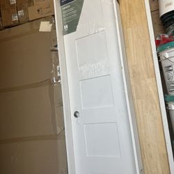 Shaker Flat Panel 20 in. x 80 in. Right Hand Solid Core Primed HDF Single Pre-Hung Interior Door with 4-9/16 in. Jamb