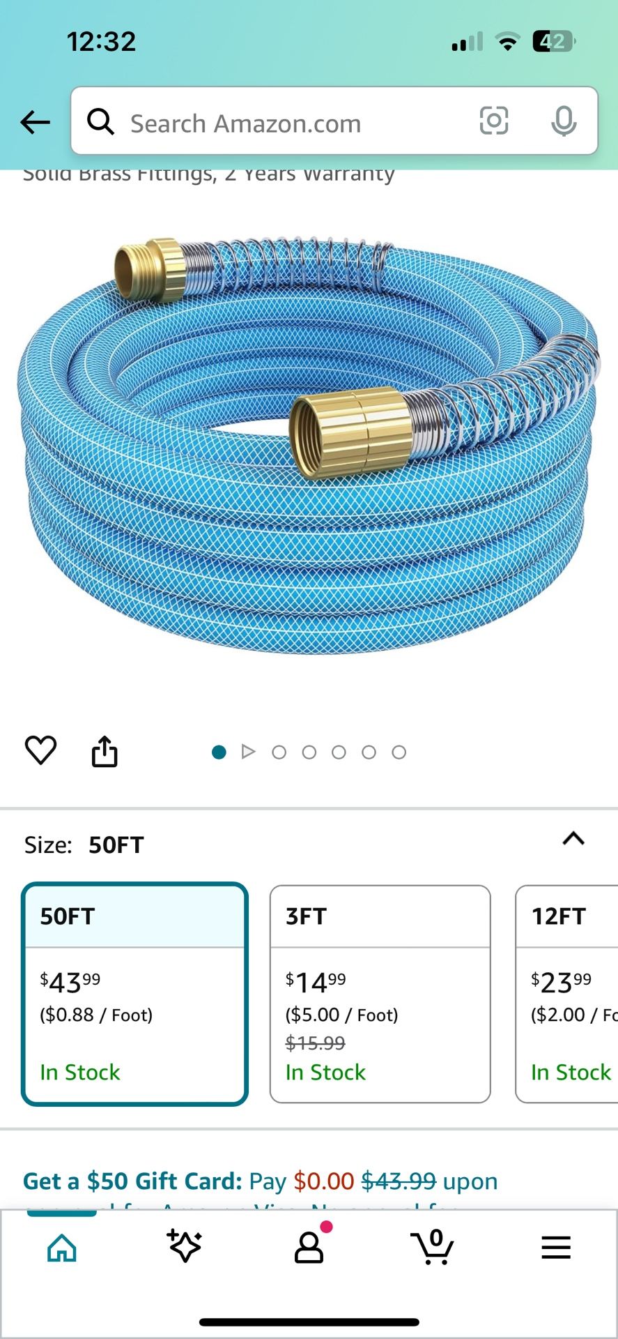 Fevone RV Water Hose 50 ft x 5/8", Drinking Water Hose for RV/Camping, Drinking Water