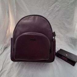 Couch Back Pack Plum Color With Wallet