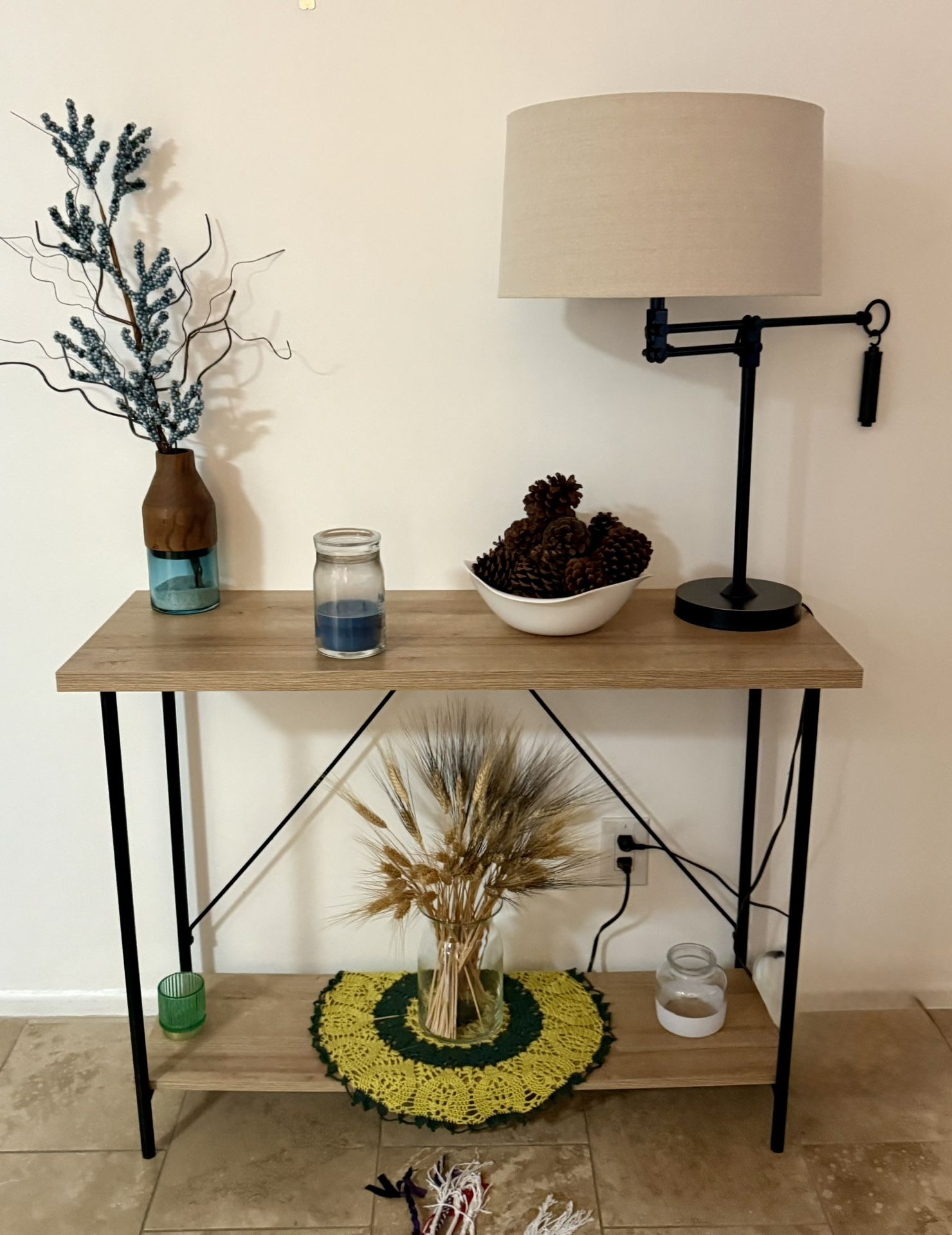 Modern Industrial Console Table – Wood & Black Metal