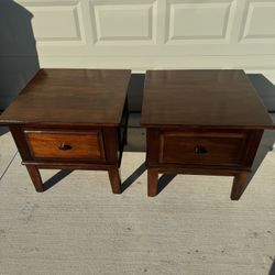 Two Identical Solid Wood Nightstands H25x26xW26