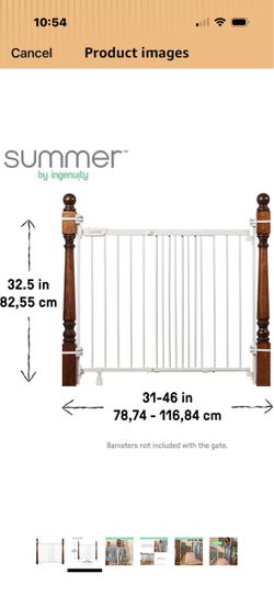 Ingenuity Stairway+ 46W Series Safety Pet and Baby Gate, 31"-48" Wide, 32.5" Tall, Pressure or Hardware Mounted, Install Wall to Wall or Bannister to 