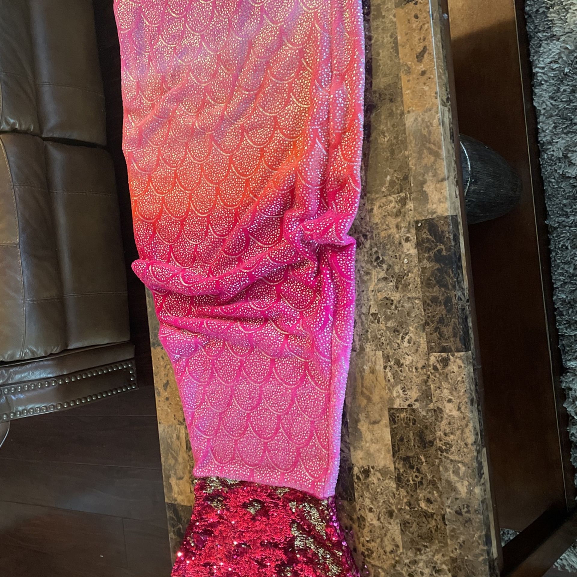 Sequin mermaid tail blanket