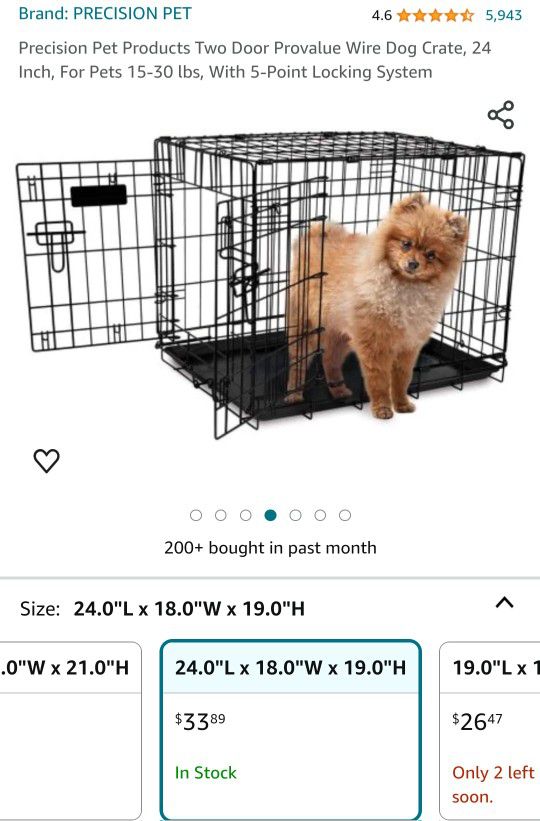 Crate New With Divider Panel.  20x24x16. Dog Crate/pet Crate  Two Door Provalue Wire Dog Crate, 24
Inch, For Pets 15-30 lbs