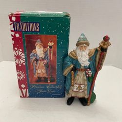 Traditions Vintage Porcelain Blue Santa Collector 