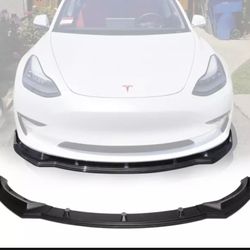 Fits 17-22 Tesla Model 3 IKON Style Front Bumper Lip 3PC PP - Matte Black