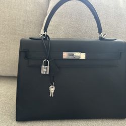 Hermes Kelly 32 cm Black Gulliver Handbag