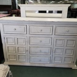 Oversized White Dresser With Mirror