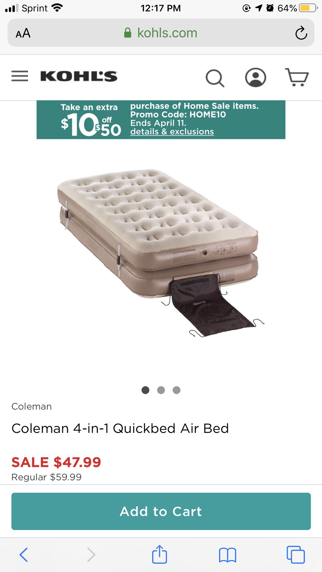 Coleman 4-in-1 Quickbed Air Bed - Air Mattress