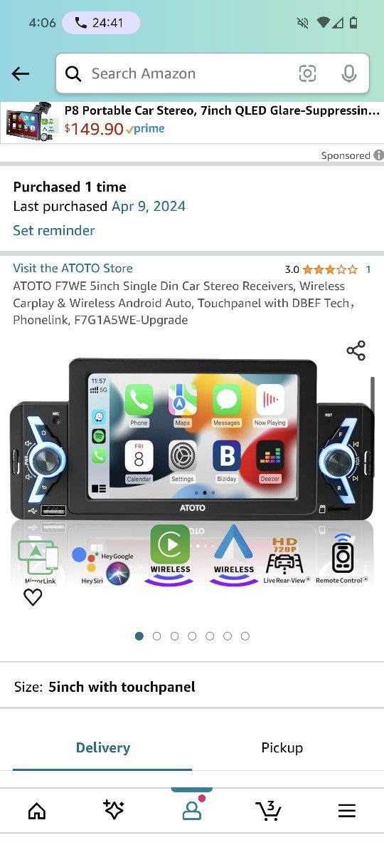 ATOTO F7WE 5inch Single Din Car Stereo Receivers, Wireless Carplay & Wireless Android Auto, Touchpanel with DBEF Tech，Phonelink, F7G1A5WE-Upgrade