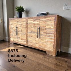 🪵 Rustic Solid Wood Sideboard Cabinet (Free Delivery 🚚)