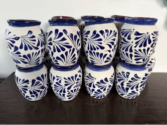 Mexican Engobe Blue Cantaritos, Pottery,