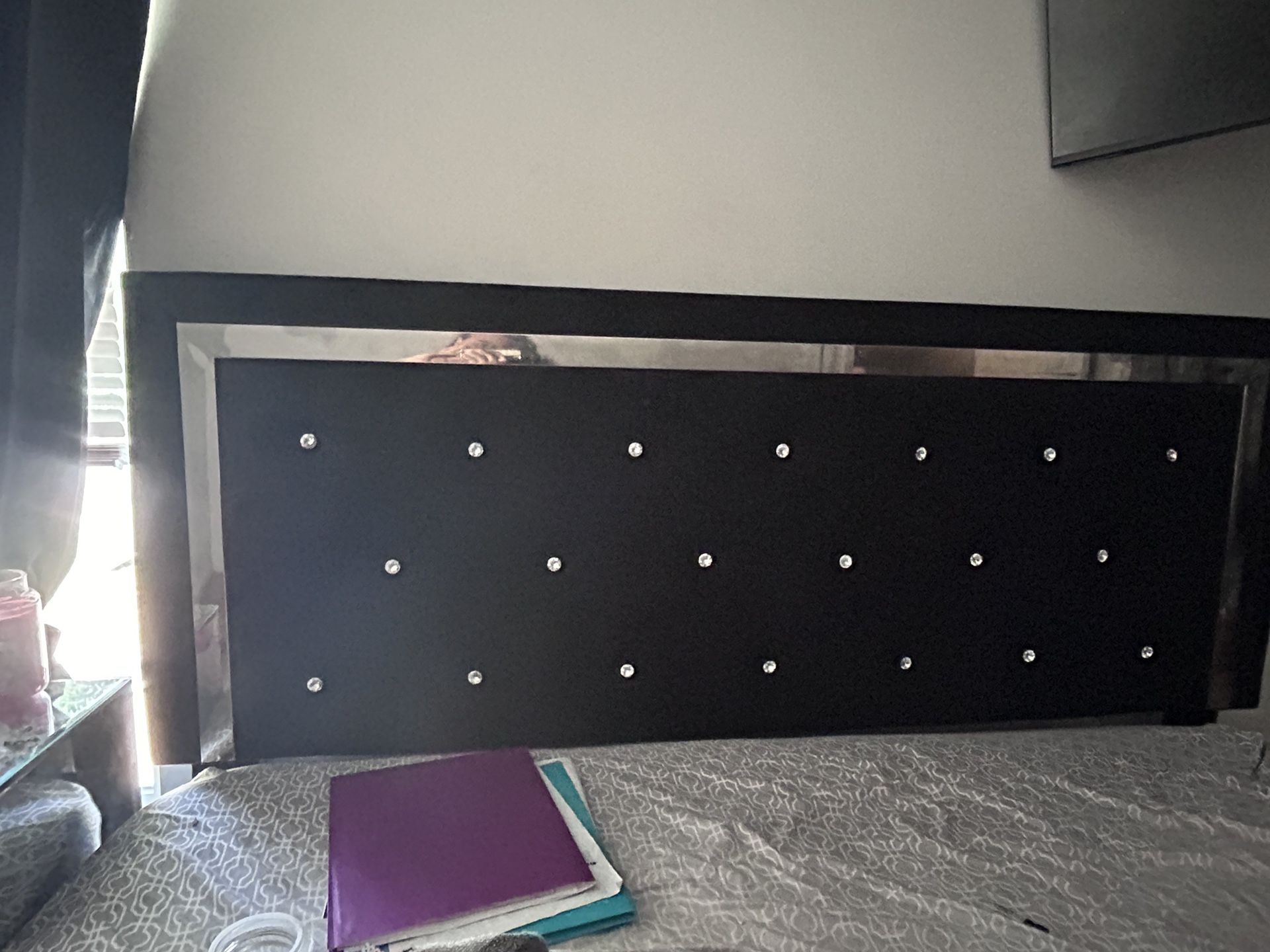 Bed frame, Matching Curtains, And End Tables