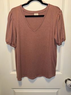 Women’s Mod ref women's mauve v-neck puff sleeve sweater top size X-Large