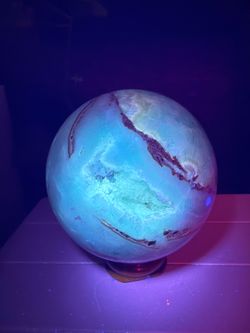 70mm UV Reactive Caribbean Calcite Sphere | Blue Peach Crystal Ball