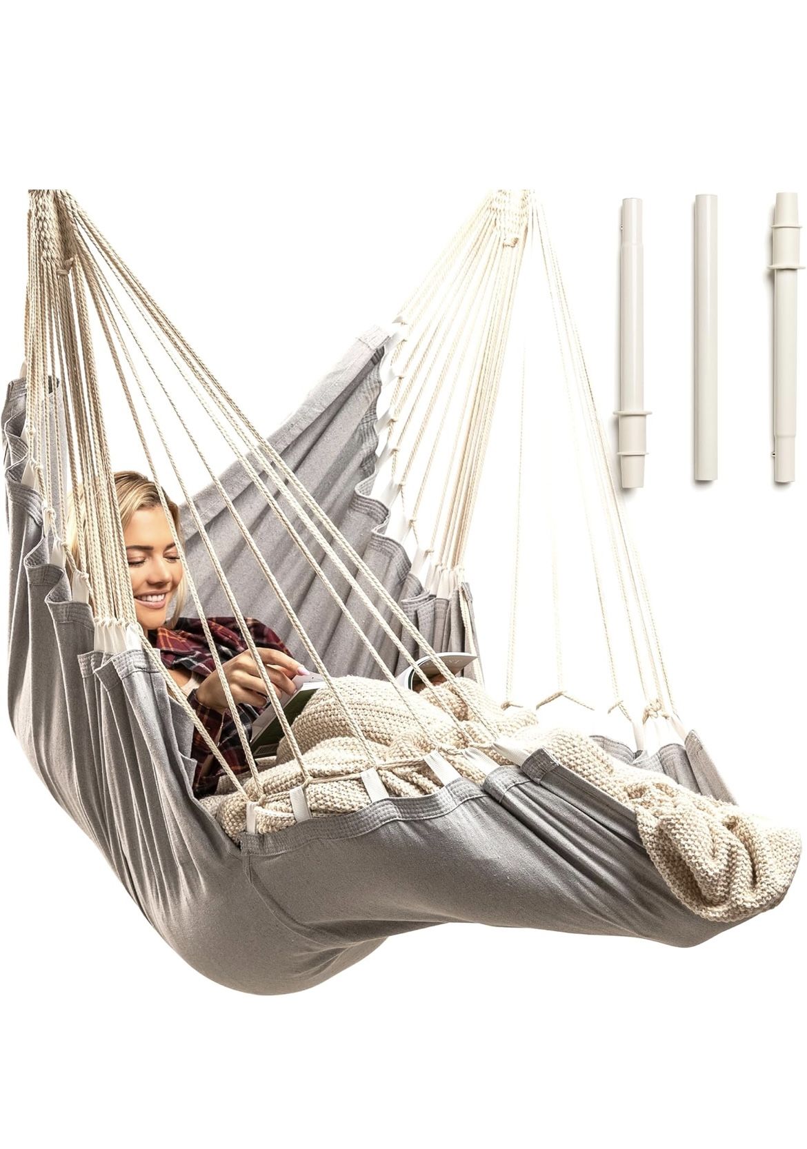 Indoor Hammock Chair Swing - Hanging Hammock Swing Chair - Indoor/Outdoor - Hanging Chair for Bedroom, Patio, Porch - Swinging Chair Hammock for Adult