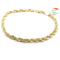 14k Gold Bracelet 8” Hollow Rope 3.8mm 3.1grams 141029 3