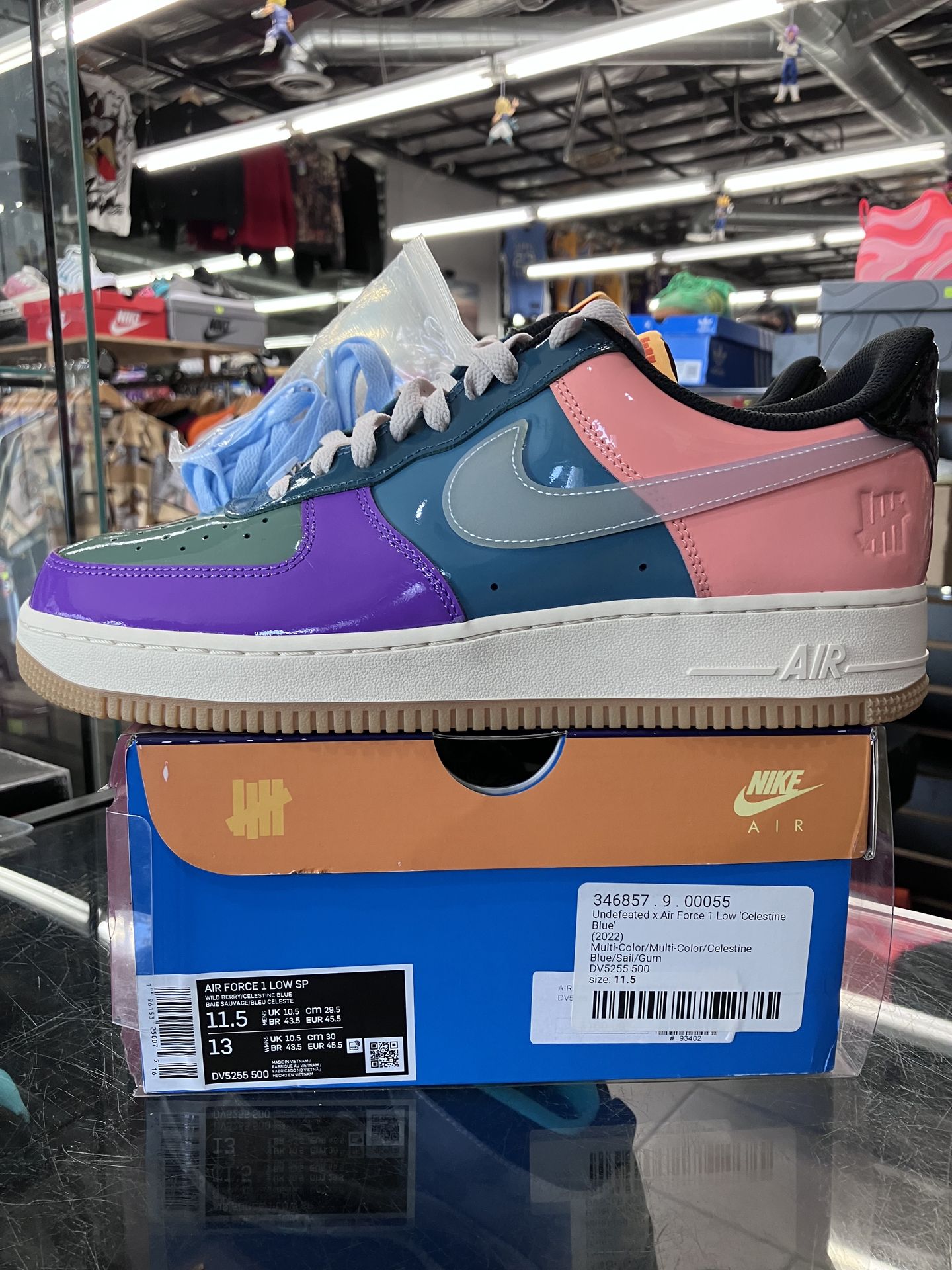 Nike Air Force 1 Low X Undefeated Wild Berry Celestine Blue Patent US 14 Nike Undefeated x Air Force 1 Low Celestine Blue for Sale  main image 3