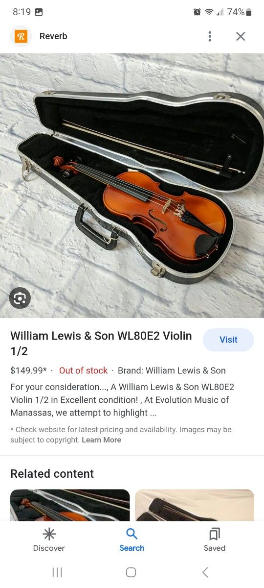 Violin by William Lewis.