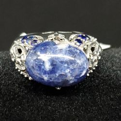 Soladite Ring with Sapphire Side Stones Size 7