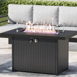 44-Inch Propane Gas Rectangle Fire Pit Table - Aluminum Tabletop