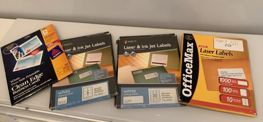 4 assorted boxes of lazer &ink jet labels. Not full boxes. Different sizes.