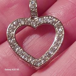 Vtg.Sterling Silver "CZ OPEN HEART" PENDANT