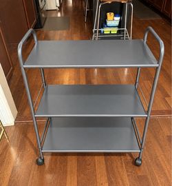 3 tier metal utility cart on wheels. Sturdy good condition