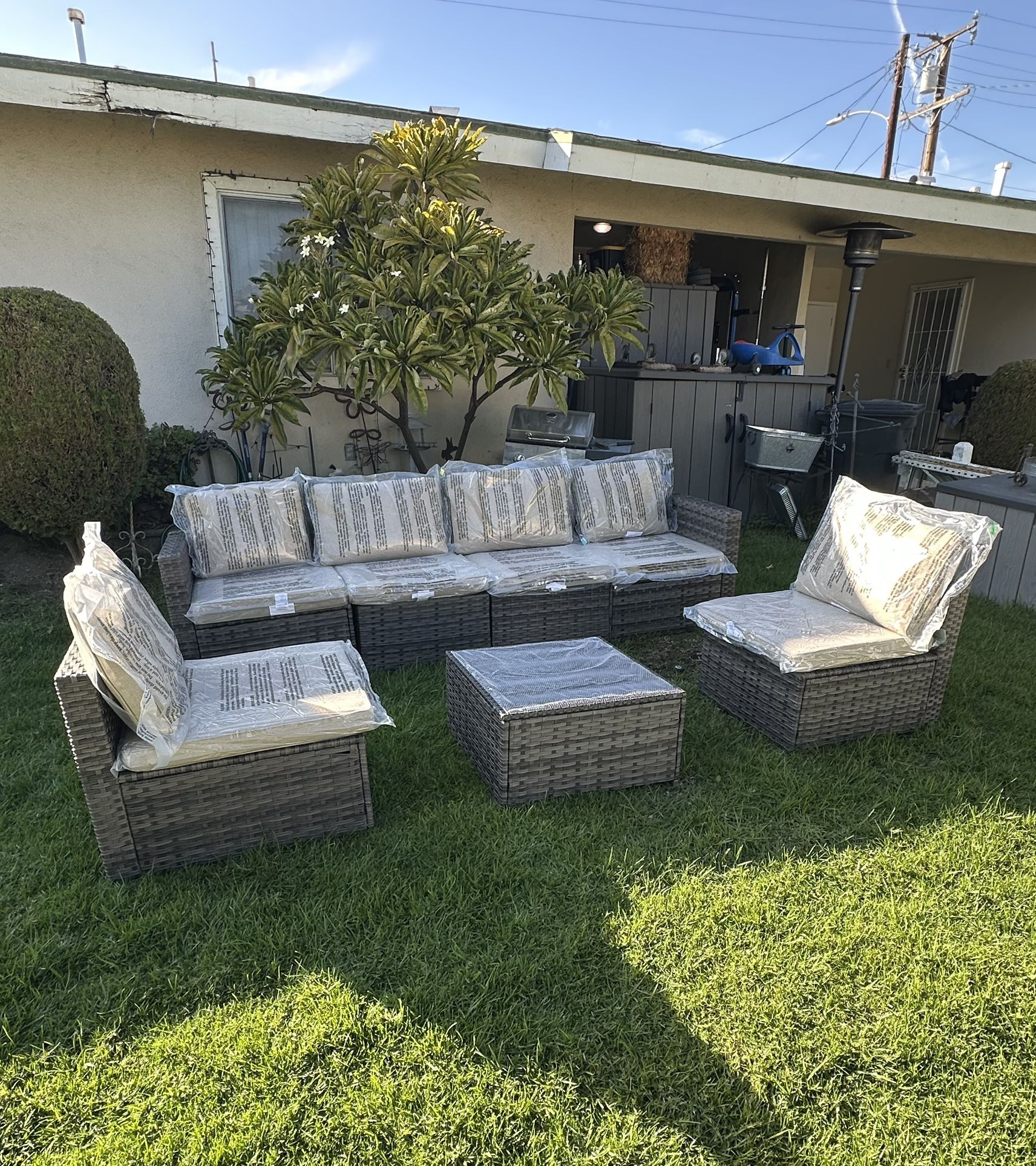 New 7pc Outdoor Patio Set With Cushions