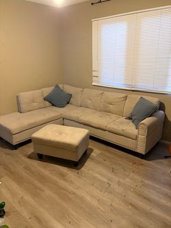 Beige Sectional Sofa with Ottoman FREE