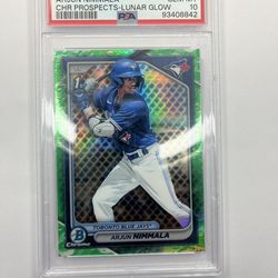 PSA 10 Gem Mint Arjun Nimmala 2024 1st Bowman Chrome Gem Mint Lunar Glow Refractor