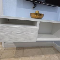 Floating tv stand and white night stand