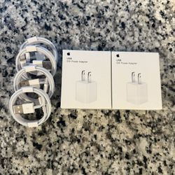 Apple USB Lightning 3ft iPhone Charger Cables Plus 2 Adapter