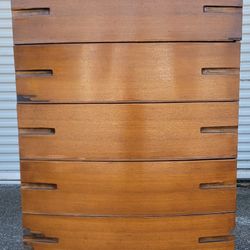 (FREE DELIVERY) Americraft MCM Bow Front 5 Drawer Dresser