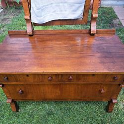 Antique Wood Dresser Mirror 