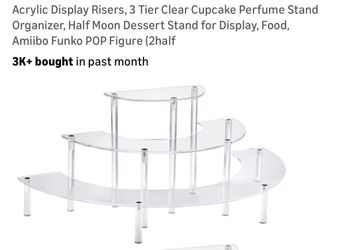 Acrylic Display Risers, 3 Tier Clear Cupcake Perfume Stand Organizer,