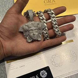 950 Big Silver Cuban Link And Moissanite 