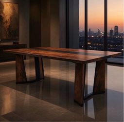70.9-Inch Large Rectangular Dining Table & Waterproof Desk - Luxury Family Table for 8, Adjustable Legs, Industrial Farmhouse Style, Suitable for Kitc