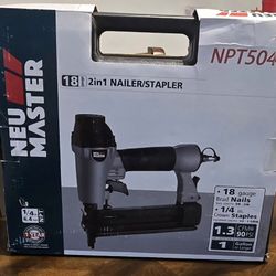 Brad Nailer NEU MASTER Pneumatic 2 in 1 Nail Gun Staple Gun 18 Gauge NPT5040