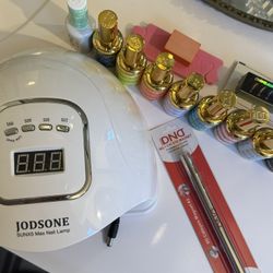 Gel Nail Starter Kit: Light, Acetone, DND Salon Gels, Chrome Gel, Kateye Gel