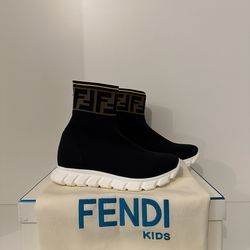 Fendi Kids FF Motif Sock Boot Sneakers Girls Boys Shoes Unisex Size EU 30 / US 13