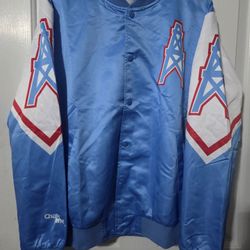 Houston Oilers M Chalk Line Satin Jacket $140 Retail

