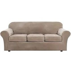 3 Cushion 4 Piece Couch Sofa Cover In Beige