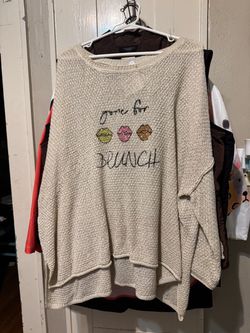 NEW LIGHTWEIGHT SUPER CUTE BRUNCH SWEATER SIZE LARGE 20.00