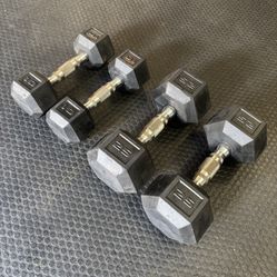 Rubber-coated Hex Dumbbells